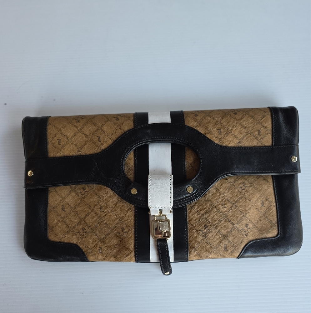 L.A.M.B. Black and Tan Quilted Clutch